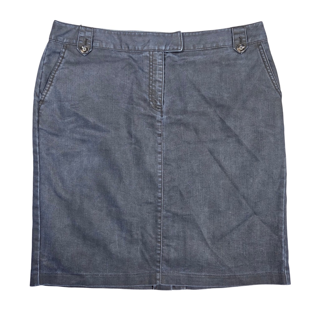 Apostrophe Womens Dark Wash Denim Pencil Skirt Size 14 Blue Knee Length Stretch